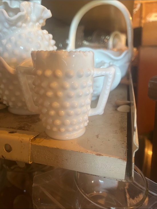 Anchor Hocking Other - Vintage White Hobnail Milk Glass Creamer with Handles Al
